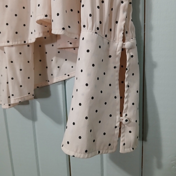 Oversize Free People Polka Dot Blouse with Tie - Picture 3 of 10
